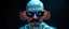Placeholder: cool transparent guy made with nano tape and with shades and mustache and bald head, saw blade beholder eye tyrant flating beholder kin with eyes on each saw blade tooth saying something profound