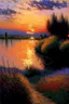 Placeholder: Spanish landscape oil painting, detailed Claude Monet, detailed, sunset