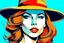 Placeholder: beautiful woman in hat in pop art style vector