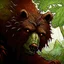 Placeholder: 90's TCG fantasy artwork art of a mutant bear with green eyes