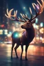 Placeholder: magical elk,sparkle ,realistic, night time, urban city background, exotic realism, beautiful colorful volumetric lighting, sharp focus, depth of field, masterpiece