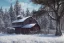 Placeholder: A 3D scene of a cute barn, December, snow, Pixar, Dreamworks, Disney, C4D, fun