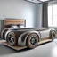 Placeholder: A bed with car wheels and a car belt on it