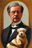 Placeholder: Make me a oil portrait of a very rich person from 1920 with a dog