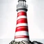 Placeholder: A colored pencil drawing of the red and white striped lighthouse Sletringen Lighthouse in Norway