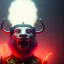 Placeholder: closeup face anthropomorphic bison sorcerer releasing a spell, relaxed, in the style of greg rutkowski cyberpunk red glowing light from inside, trending on artstation, detailed, realistic, hight quality