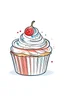 Placeholder: Generate: a sweet cute cupcake out line with high quality and white background