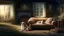 Placeholder: country house, romantic atmosphere + a dog and a cat resting on the sofa