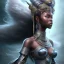 Placeholder: sango fantasy, fantasy magic, intricate, sharp focus, illustration, highly detailed, digital painting, concept art, matte, masterpiece head sexy view black African beauty black afro hair space lady silver bearskin African princess rain cloud