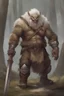 Placeholder: Dnd a bugbear with white fur and leather armor