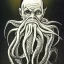 Placeholder: Cthulhu with white skin and a beard made of tentacles as a Russian Orthodox nosferatu vampire with yellow eyes and vampire fangs