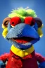 Placeholder: Waist up muppet Portrait, Nicolas maduro muppet doll, tracksuit red blue and yellow, mustache, photo studio, red background, unreal engine 5, concept art, art station, ray tracing, lumen lighting, ultra detail, volumetric lighting, 3d.