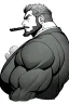 Placeholder: man in profile smokes a cigar, shot hair, greyscale