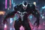 Placeholder: Venom with Body parts mechanism in 8k cyberpunk anime draw style, cyberpunk them, neon effect, rain, close picture, highly detailed, high details, detailed portrait, masterpiece,ultra detailed, ultra quality