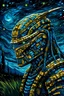 Placeholder: Predator in Van Gogh style like starry night