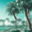 Placeholder: 1980's aesthetic vaporwave curvy palm trees with spheres and ufo