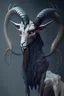 Placeholder: head and legs of a goat, although with ram-like horns, a bloated body, bat-like wings, and a long tail lion snake alien, 8k, finely detailed, photo realistic, hr gigerart trending on Artstation