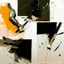 Placeholder: Minimal abstract oil paintings falling person limbs sinew close up and concrete fragments illuminated at style of Justin Mortimer and Phil Hale