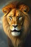 Placeholder: Realistic oil painting of a lion king with piercing green eyes, by John William Waterhouse, (long shot), dramatic lighting, classical mythology theme., cloudy smoky background