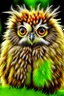 Placeholder: An animal best described as a furry cross between a fuzzy owl and a hairy moth