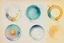 Placeholder: Five Abstract watercolour circles with sketchy pencil outlines