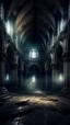 Placeholder: dark fantasy art of a medieval abandoned hall