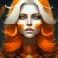 Placeholder: fantasy setting, woman, orange and white hair, wavy hair, freckles, ranger, more orange hair, more white hair