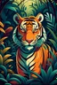 Placeholder: tiger in a jungle, cartoon style, thick lines, vivid details, --ar 9:11