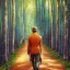 Placeholder: Brave man walking with tiger, anime, realistic, intricate, insanely detailed,tears, Catherine Abel style, blue eyes, sunlit, acrylic art, Amazon forest,