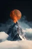 Placeholder: a mountain rises out of the mist into the night sky. at the peak, a sphere is cracked open by the sharp rocks, insides flowing down the mountainside. cinematic lighting, realism,HD, jordan grimmer, artstation, grim mood, from below camera angle. a masterpiece, 8k resolution, dark fantasy concept art, by Greg Rutkowski, dynamic lighting, hyperdetailed, intricately detailed, Splash screen art, trending on Artstation, deep color, Unreal Engine, volumetric lighting,