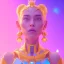 Placeholder: A portrait of a crystalised blue pink extraterrestrial, gold, diamonds, sunny background, atmospheric, realistic, unreal engine, 8k. Cinematic lighting, octane render.