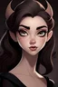 Placeholder: Disney villain teenage girl with brown hair and brow cat eyes that is a ballerina