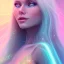 Placeholder: Smiling happy cosmic girl, jewels, realistic long blond hair, blue eyes, pink glossy lips, cinematic lights, HQ, 4k, high details