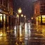 Placeholder: Victorian city street rainy night