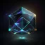 Placeholder: 3d holographic geometric shape isolated on space infinit dark background, glow, glass efect, 4k.