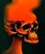 Placeholder: broken realistic skull. black background. smoke and explode. particles in air. teal and orange. abstract. beksinski.