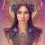 Placeholder: portrait,"Insanely detailed photograph of a beautiful Queen of the light Goddess,gorgeous clean face, highly intricate dress,intricately designed colorful mardigras decorations in hair,elegant, highly detailed hair, digital painting, artstation, concept art, smooth, sharp focus, illustration, art by artgerm and greg rutkowski, alphonse mucha,Dan witz, 8 k,looking downward,album cover art,fantasy