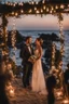 Placeholder: Photo Of A Wedding At The Ocean, Smileing Couple, Fairy Lights, Photorealistic, 8k, Nikon D