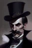 Placeholder: Strahd von Zarovich with a handlebar mustache wearing a top hat and asking a question