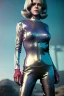 Placeholder: Ultra Realistic retro sci-fi portrait image from 1960, spaceship, sweet young Jane Fonda, tight latex suit, weapon, fighting stance, soft color, highly detailed, unreal engine 5, ray tracing, RTX, lumen lighting, ultra detail, volumetric lighting, 3d, finely drawn, high definition, high resolution.