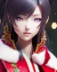 Placeholder: Detailed cute happy anime Kunoichi Christmas girl, Christmas colours, intricate details, full body portrait, keep head in frame, slight smile, black Japanese motif, concept art, highly detailed, digital painting, concept art, sharp focus, illustration, art by Yoji Shinkawa, WLOP and greg rutkowski and alphonse mucha and artgerm and yanjun Chen and Junji ito and Makoto Shinkai, HDR, octane render