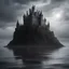Placeholder: dark castle floating over silver sea, pennington
