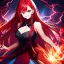 Placeholder: Clear focus, 8k, beautiful lighting, vibrant colors, girl, red hair, long hair, red eyes, laughing, angry, lightning magic,