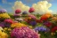 Placeholder: baroque oil painting, acrylic palette knife, matte, beautiful fantasy flower garden, toned, volumetric lighting, volumetric clouds, high quality, small minutiae, tiny features, particulars, sharp focus, intricate, digital painting, artstation, 8k, uhd, calming colors, precise fine pencil outlines, wideangle perspective view