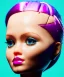 Placeholder: Realistic photo decapitated fat barbie doll head, cyberpunk. Foto de estudio. Pared de fondo. Gran angular. Simetría. Ultra hd.