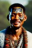 Placeholder: ein perfektes bild von will smith als azteke,kopf portrait,realistic, indianer,gesichtsbemalung, perfect face, sharp focus, woods, kostüm, häuptling, federn,