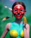 Placeholder: Happy mask Portrait, Wes Anderson photographer, Ultra realistic carnival garden night scene, wide angle view :: carnival woman and sweet inflatable monsters, carnival dress style, feather color, free jumping, soft color, highly detailed, unreal engine 5, ray tracing, RTX, lumen lighting, ultra detail, volumetric lighting, 3d, finely drawn, high definition.