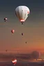 Placeholder: PEOPLE IN BALLOONS FLYING OVER A NIGHT SKY OVER A NUCLEAR RAVAGED CITY