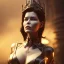 Placeholder: Lara Flynn Boyle as evil queen in black leather, leather, busty, cleavage, angry, stern look. character design by cory loftis, fenghua zhong, ryohei hase, ismail inceoglu and ruan jia. unreal engine 5, artistic lighting, highly detailed, photorealistic, fantasy