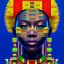 Placeholder: robot portrait in Kente, cinematic, ghana flag, african pattern symbols, engraved, 8k quality